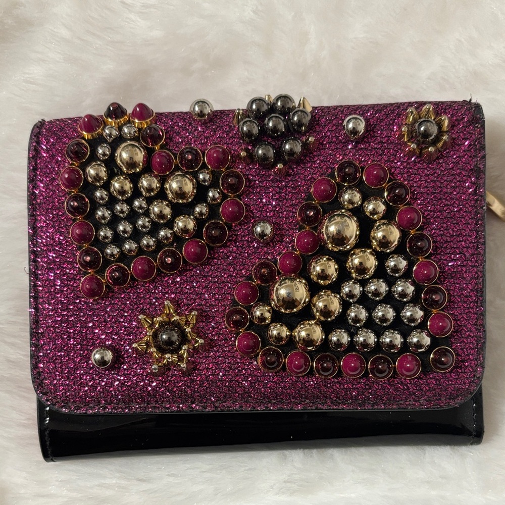 Christian Louboutin Pink and Black Embellished Wallet